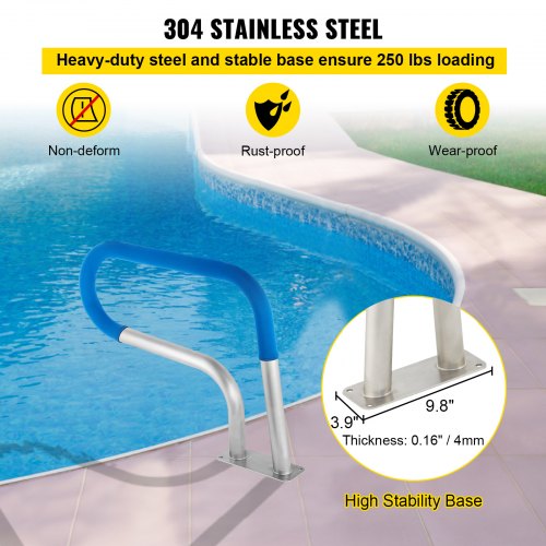 VEVOR Pool Handrail 4 ft Stainless Steel 76.2x55.8 cm Railing Cover
