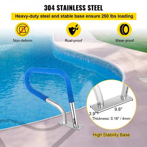 VEVOR Pool Handrail 4 ft Stainless Steel 81.2x58.4 cm Railing Cover