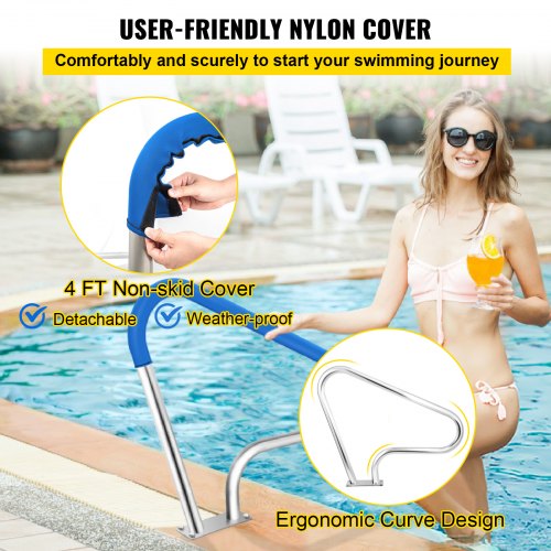 VEVOR Pool Handrail 4 ft Stainless Steel 98.9x81.3 cm Railing Cover