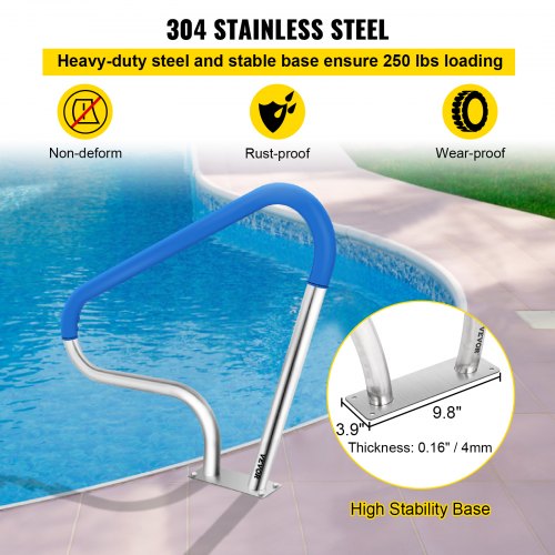 VEVOR Pool Handrail 4 ft Stainless Steel 98.9x81.3 cm Railing Cover