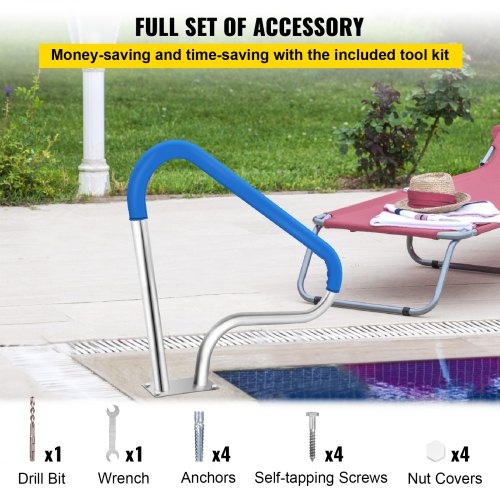VEVOR Pool Handrail 4 ft Stainless Steel 98.9x81.3 cm Railing Cover