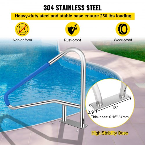 VEVOR Pool Handrail 4 ft Stainless Steel 139.7x81.2 cm Railing Cover