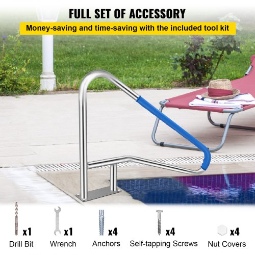 VEVOR Pool Handrail 4 ft Stainless Steel 139.7x81.2 cm Railing Cover