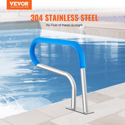 VEVOR 32x23 Inch Pool Handrail Stainless Steel Rust-Proof Grab Bar for Decks