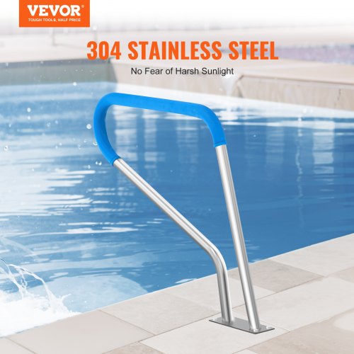 VEVOR Stainless Steel Pool Handrail 39 x 32 inch Rust Proof Grab Bar with Grip