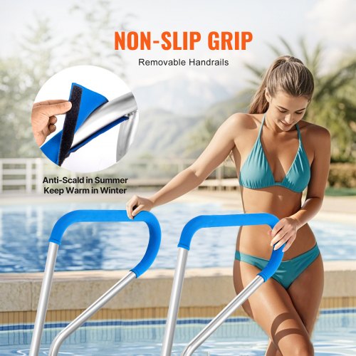 VEVOR Stainless Steel Pool Handrail 39 x 32 inch Rust Proof Grab Bar with Grip
