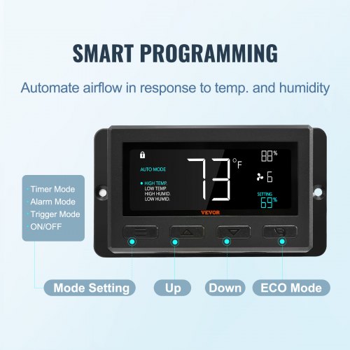 VEVOR Wall Mount Shutter Exhaust Fan 254mm EC Motor Adjustable Speed