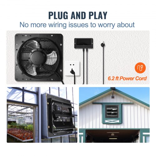 VEVOR Wall Mount Shutter Exhaust Fan 254mm EC Motor Adjustable Speed