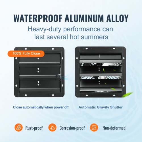 VEVOR Wall Mount Shutter Exhaust Fan 254mm EC Motor Adjustable Speed