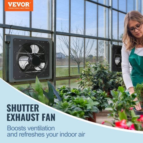 VEVOR Wall Mount Shutter Exhaust Fan 356 mm EC Motor Adjustable Speed