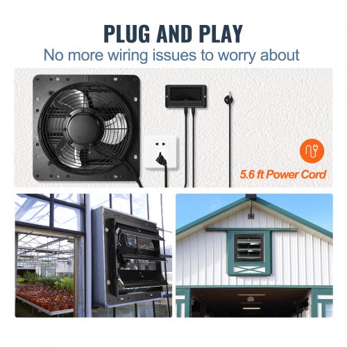VEVOR Wall Mount Shutter Exhaust Fan 356 mm EC Motor Adjustable Speed