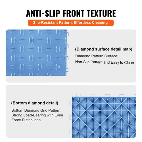 VEVOR 25 Pack Garage Floor Tiles 12x12x0.53 Inch Interlocking Non-Slip - Blue