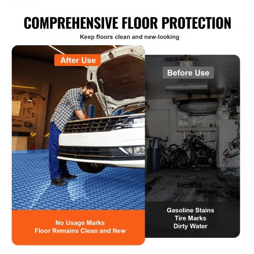 VEVOR 25 Pack Garage Floor Tiles 12x12x0.53 Inch Interlocking Non-Slip - Blue