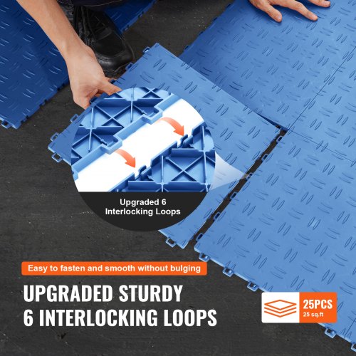 VEVOR 25 Pack Garage Floor Tiles 12x12x0.53 Inch Interlocking Non-Slip - Blue