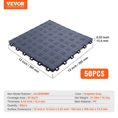 VEVOR Garage Tiles Interlocking 12 x 12 inch 50 Pack Non Slip Double Sided