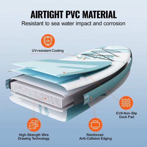 VEVOR Inflatable Stand Up Paddle Board 3048x838x152 mm Wide SUP with Accessories