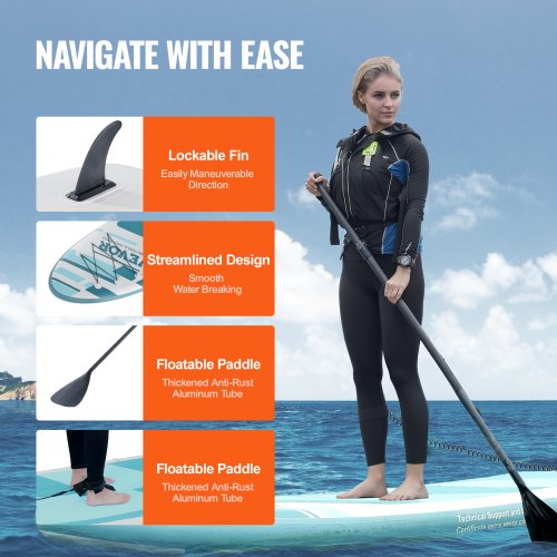 VEVOR Inflatable Stand Up Paddle Board 3048x838x152 mm Wide SUP with Accessories