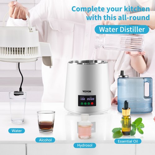 VEVOR 4L Stainless Steel Water Distiller Countertop Purifier with Glass Container