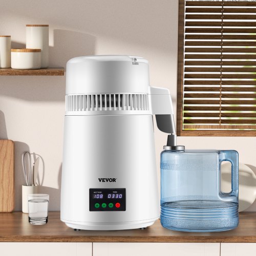 VEVOR 4L Stainless Steel Water Distiller Countertop Purifier with Glass Container
