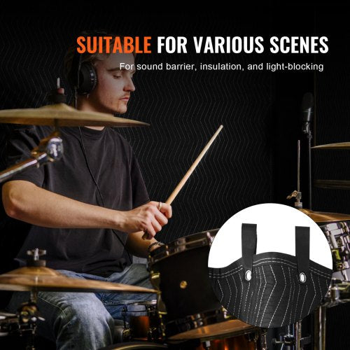 VEVOR Sound Dampening Blanket 2438x2032 mm Studio Noise Blocking - Black