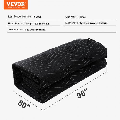 VEVOR Sound Dampening Blanket 2438x2032 mm Studio Noise Blocking - Black