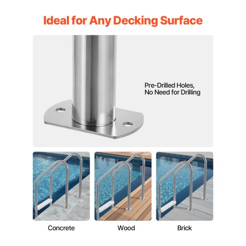 VEVOR 3-Step Stainless Steel Pool Ladder Heavy Duty Non-Slip Handrails