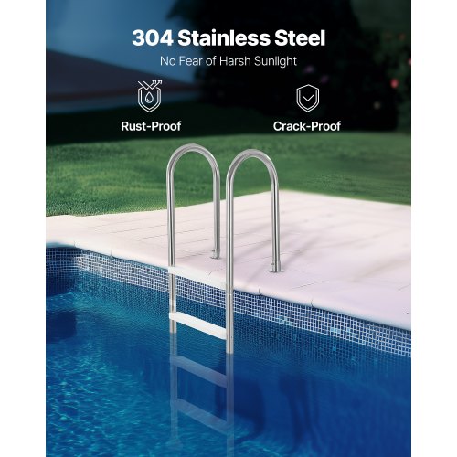 VEVOR Swimming Pool Ladder 4 Step Stainless Steel Double Handrails with 120 kg Load