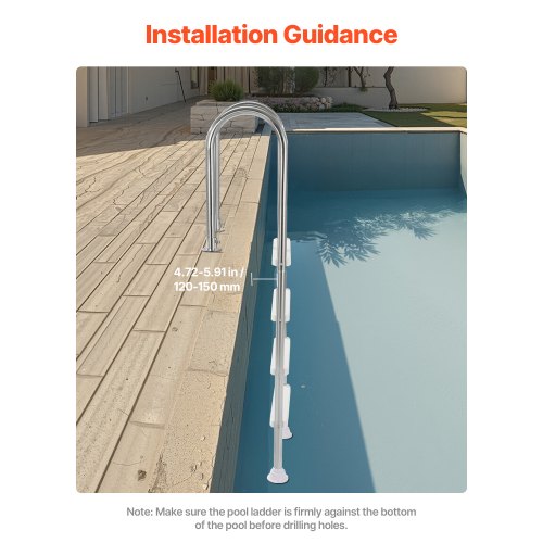 VEVOR Swimming Pool Ladder 4 Step Stainless Steel Double Handrails with 120 kg Load
