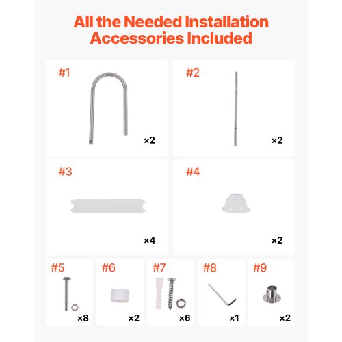 VEVOR Swimming Pool Ladder 4 Step Stainless Steel Double Handrails with 120 kg Load