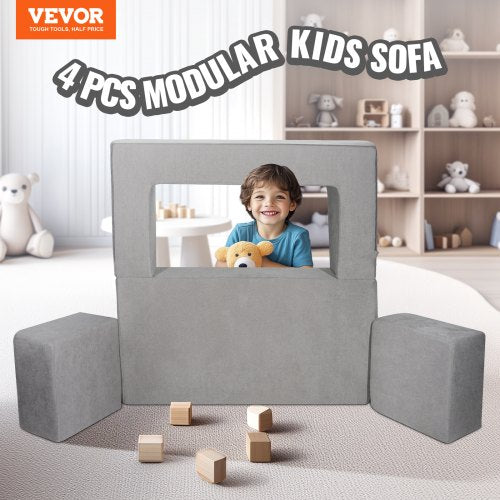 VEVOR 4Pcs Kids Couch Modular Sofa Bed Sectional Playroom Furniture
