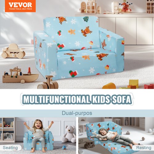 VEVOR 2 in 1 Kids Couch Toddler Chair Fold Out Sofa Bed for Girls and Boys
