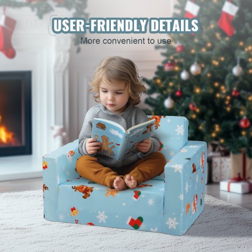 VEVOR 2 in 1 Kids Couch Toddler Chair Fold Out Sofa Bed for Girls and Boys