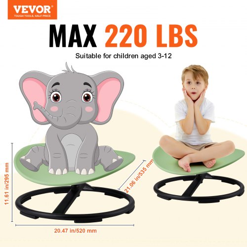 VEVOR Kids Spin Chair Sensory Swivel Chair Non-Slip Metal Base - Green