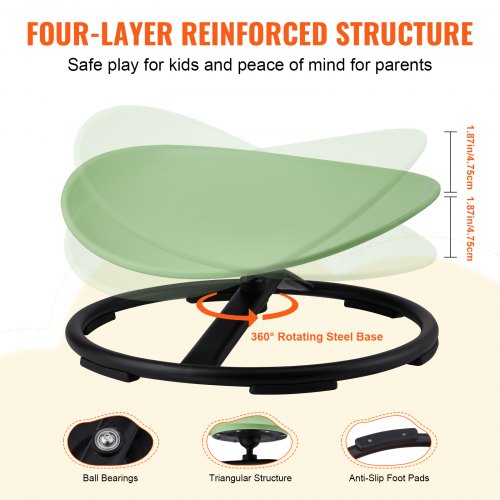 VEVOR Kids Spin Chair Sensory Swivel Chair Non-Slip Metal Base - Green