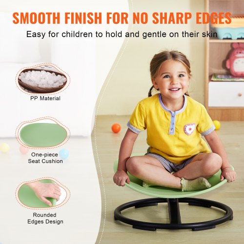 VEVOR Kids Spin Chair Sensory Swivel Chair Non-Slip Metal Base - Green
