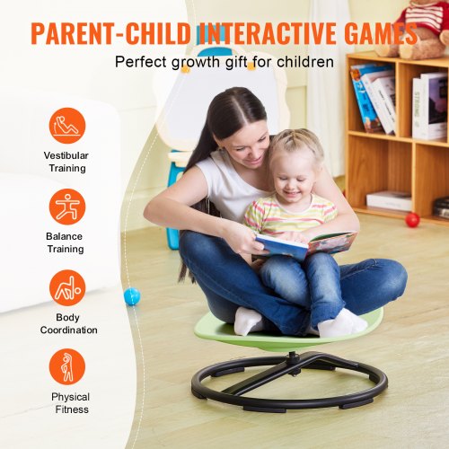 VEVOR Kids Spin Chair Sensory Swivel Chair Non-Slip Metal Base - Green