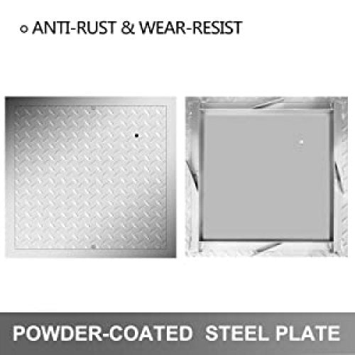 VEVOR Galvanized Steel Recessed Manhole Cover 23.6x23.6 inch with Frame