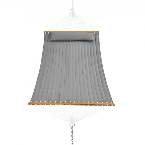 VEVOR 12 FT Double Hammock Quilted Fabric Hardwood Spreader Bars for 2 Person