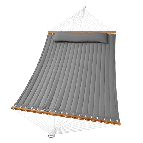 VEVOR 12 FT Double Hammock Quilted Fabric Hardwood Spreader Bars for 2 Person