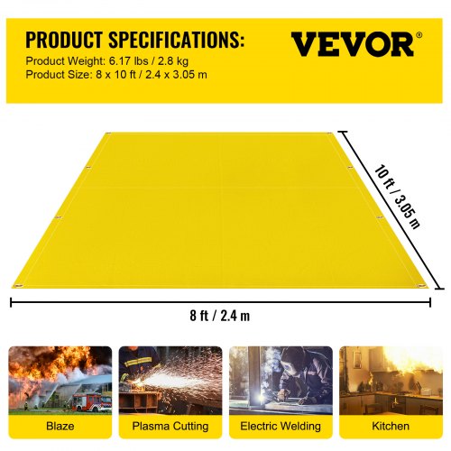 VEVOR Welding Blanket 8 x 10 Ft Fiberglass Fireproof Thermal Resistant with Bag