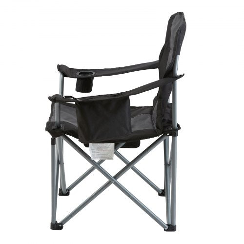 VEVOR Portable Camping Folding Chair Adults Lumbar Support Arm Chairs - Black