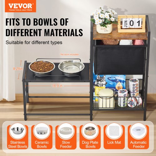 VEVOR Pet Feeding Station Elevated Dog Bowls with Storage Shelves