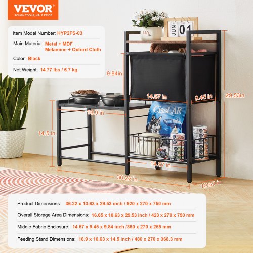 VEVOR Pet Feeding Station Elevated Dog Bowls with Storage Shelves