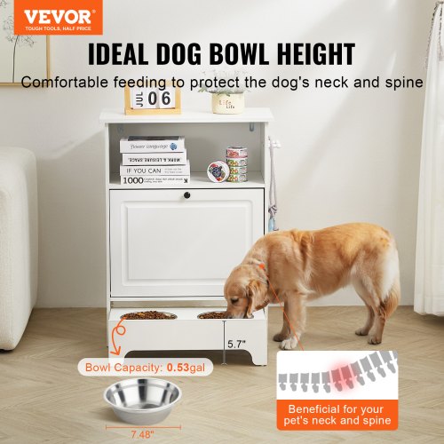 VEVOR Pet Feeding Station with 2 Stainless Steel Bowls Elevated Small Dogs Feeder