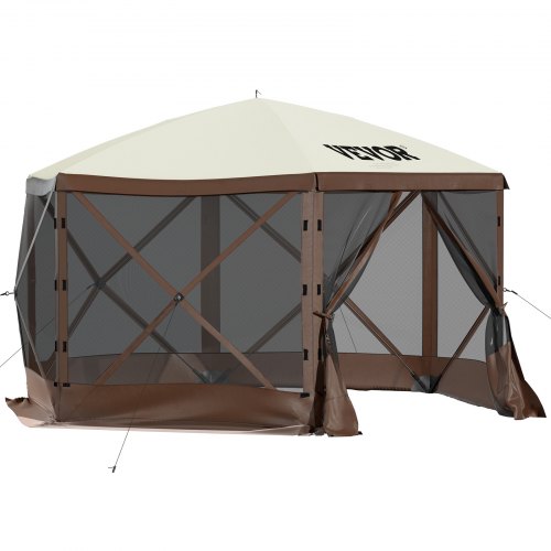 VEVOR 10x10 ft Pop-up Camping Gazebo Canopy Shelter 6 Sided Sun Shade