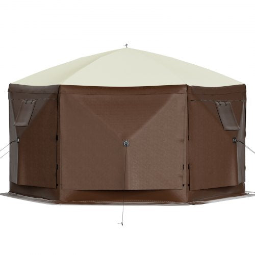 VEVOR 10x10 ft Pop-up Camping Gazebo Canopy Shelter 6 Sided Sun Shade