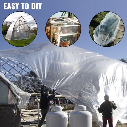 VEVOR 12x25 ft Greenhouse Polyethylene Film Plastic Cover for Gardening Use