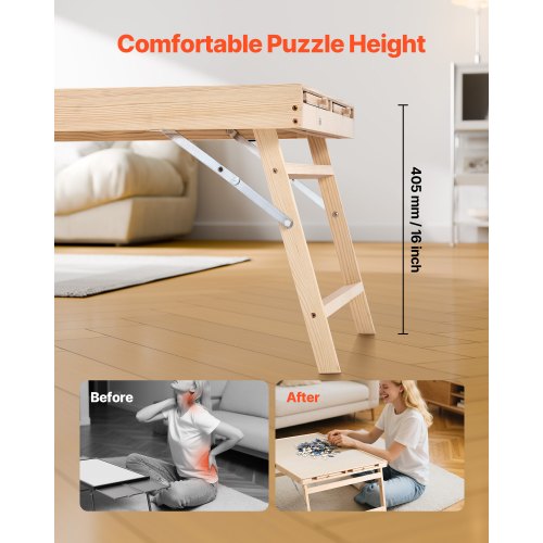 VEVOR 1500 Piece Puzzle Table 86x63cm Folding Legs 4 Drawers Portable Board
