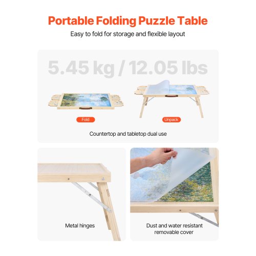 VEVOR 1500 Piece Puzzle Table 86x63cm Folding Legs 4 Drawers Portable Board