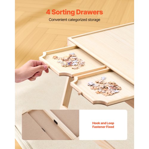 VEVOR 1500 Piece Puzzle Table 86x63cm Folding Legs 4 Drawers Portable Board